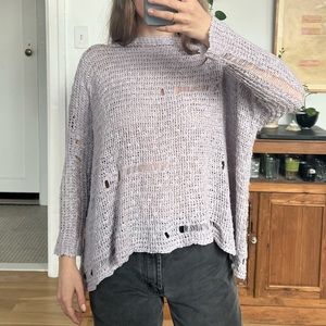 Oversized Distressed Lavender Sweater